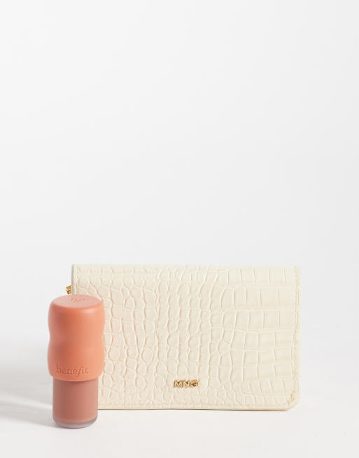 Mango portemonnee met croco-effect in pastelgeel, 2 van 4