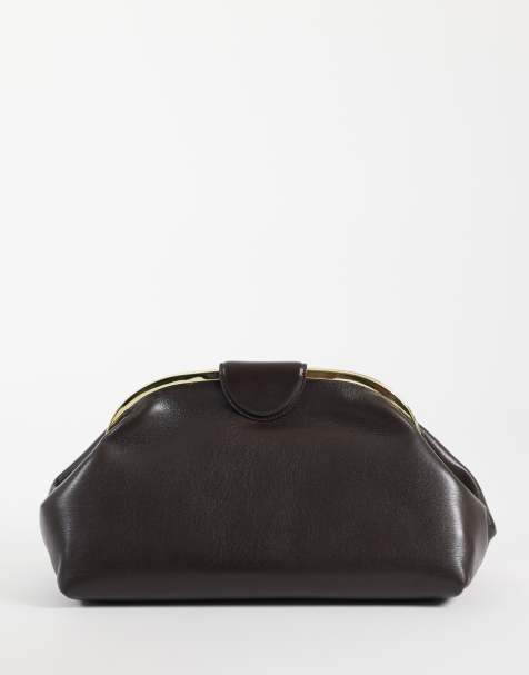 Mango pouch clutch bag in chocolate - view 1