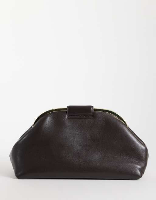 Mango pouch clutch bag in chocolate, 4 of 4