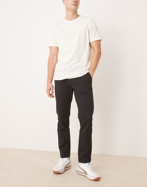 Mango Prato slim fit chino trousers in black