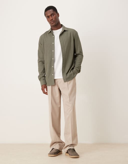 Mango premium 100% cotton shirt in khaki, 2 of 5