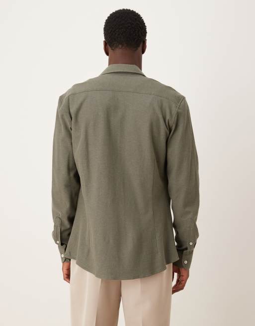 Mango premium 100% cotton shirt in khaki, 3 of 5