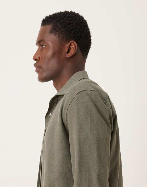 Mango premium 100% cotton shirt in khaki, 4 of 5