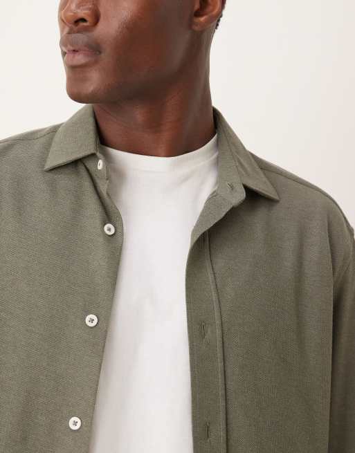 Mango premium 100% cotton shirt in khaki, 5 of 5