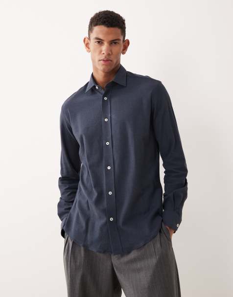 Mango premium 100% cotton shirt in mid blue