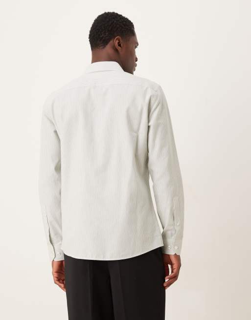 Mango premium 100% cotton striped shirt in green, 3 of 5