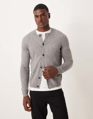 Mango premium 100% wool cardigan in grey