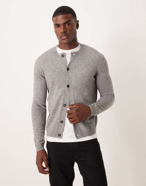 Mango premium 100% wool cardigan in grey