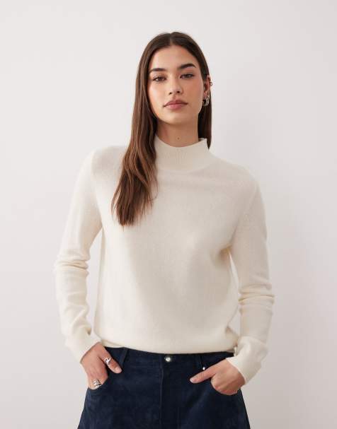 Mango - Premium - Beige højhalset striktrøje - view 1