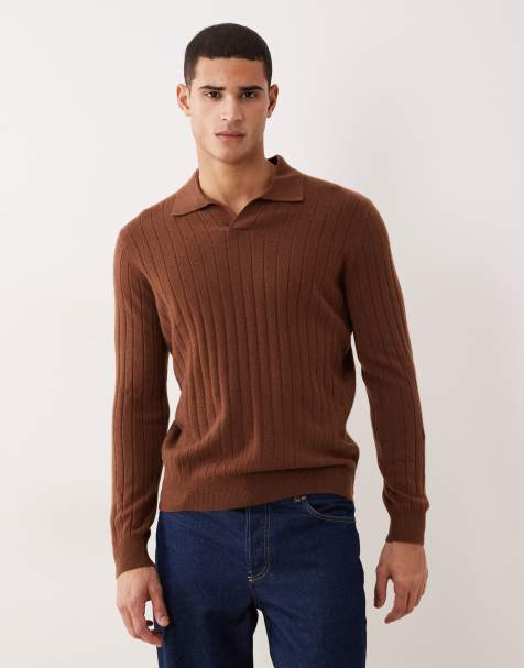 Mango – Premium – Brun, ribbstickad pikétröja i 100% kashmir - view 1