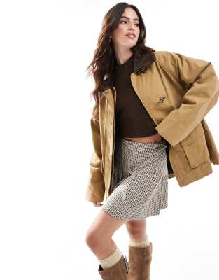 Mango premium contrast collar parka jacket in beige ClassicfuncenterShops ivy park l s hoodie
