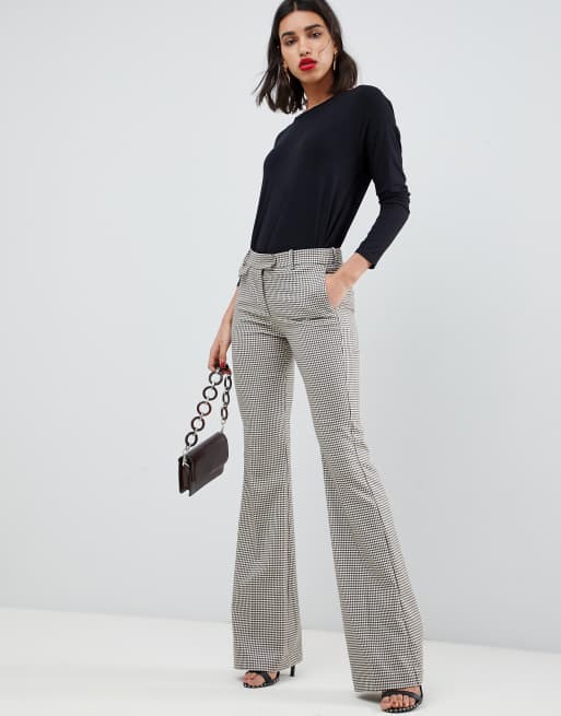 Mango premium flared check pants | ASOS