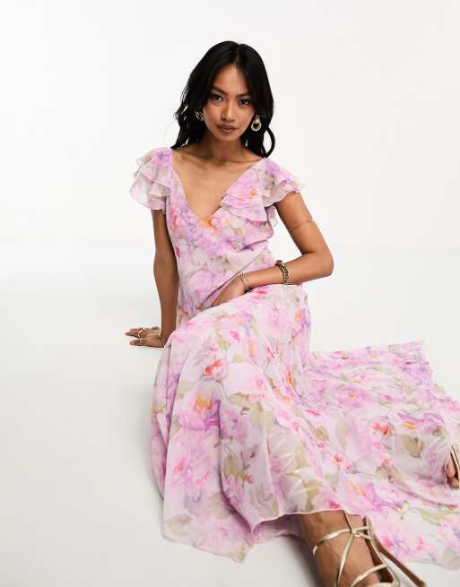 Floral dress with asymmetrical hem - Women