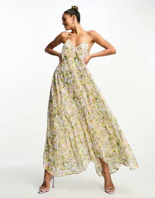 Mango pleated floral on sale dress