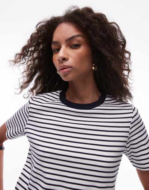 Mango - Premium - Gestreept T-shirt in blauw en wit - view 1