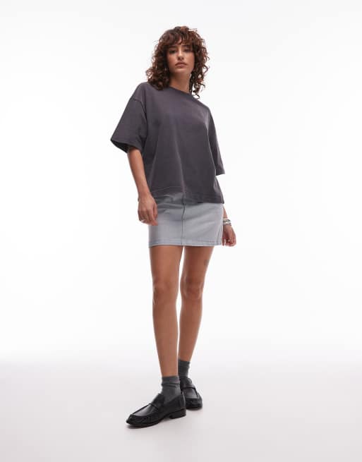 Mango – Premium – Grå t-shirt med boxig passform och sänkt ärm, 3 av 4