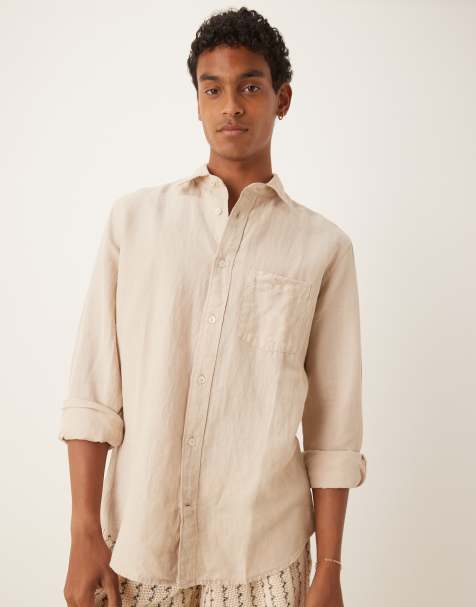 Mango premium linen shirt in pale yellow