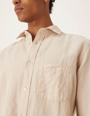 Mango Premium Linen Shirt In Yellow