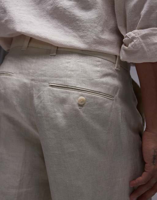 Mango premium linen tapered trousers in beige