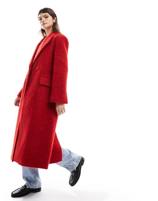 Mango Premium Manteau en laine Rouge