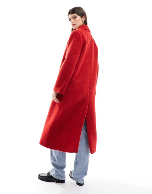 Mango Premium Manteau en laine Rouge