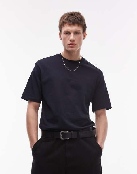 Mango – Premium – Marinblå t-shirt i normal passform och bomull - view 1