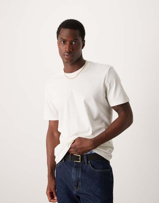 Mango - Premium - Recht T-shirt in gebroken wit