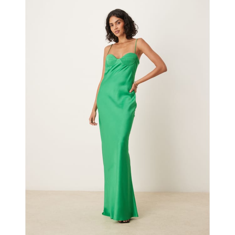 slim fit dress slacks Acler Online AU Fern Green Maxi Dress, AU8 US4 main image 1