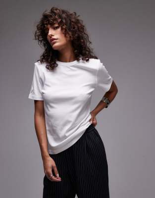 Mango Cap Sleeve Premium T-shirt In White