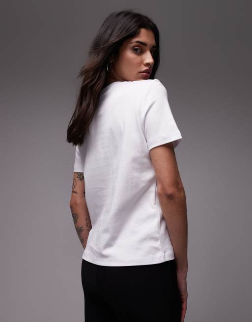 Mango - Premium T-shirt in wit, 4 van 4