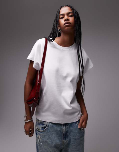 Mango - Premium T-shirt met kapmouwen in wit - view 1