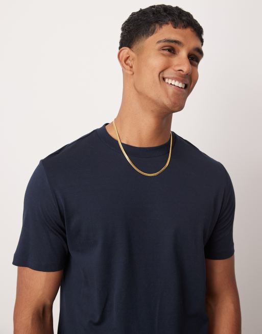 Mango - Premium T-shirt met korte mouwen in marineblauw