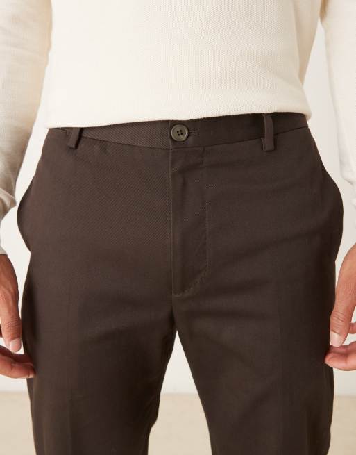 Mango premium tailored trouser in deep brown, 4 of 5
