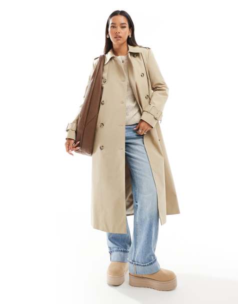 Mango - Premium - Trenchcoat met lange pasvorm in beige - view 1