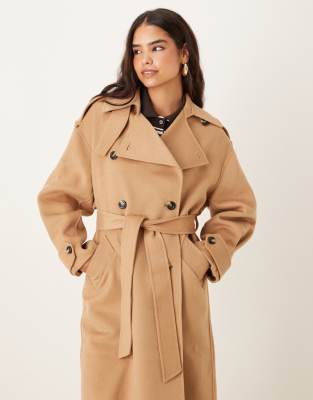 Mango Premium Wool Blend Maxi Trench Coat In Brown