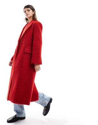Mango premium wool coat in red