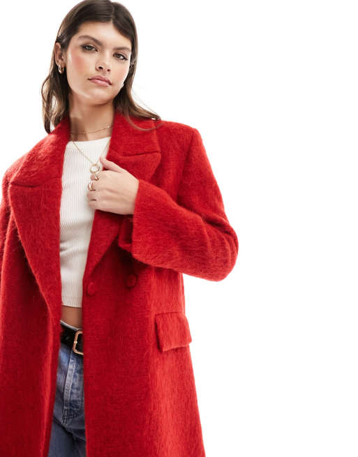 Mango red outlet fur coat