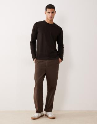 Mango Premium Wool Mix Long Sleeve T-shirt In Brown