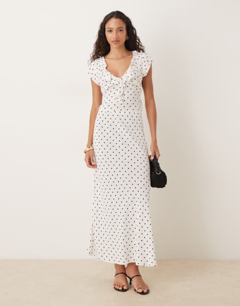 Mango – Prickigt set med midaxikjol och blus med volang - view 1