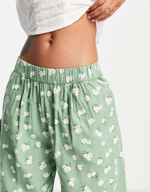 Mango Printed Floral Pants In Green