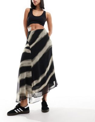 Shop Mango Printed Midi Skirt In Black