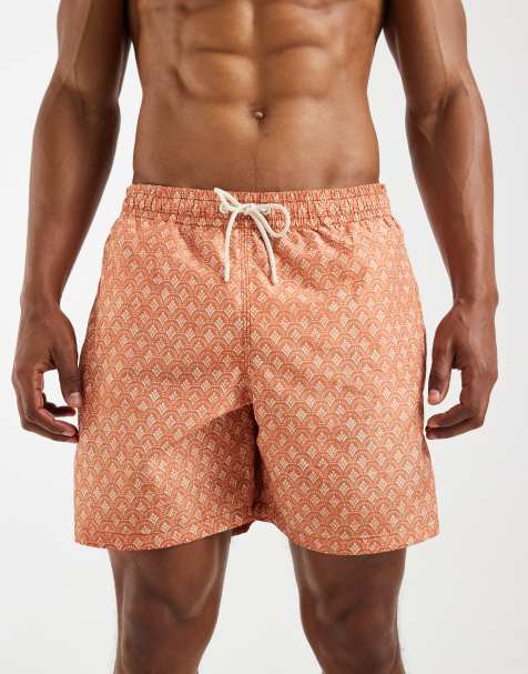 Mango printed swim shorts in orange - view 1