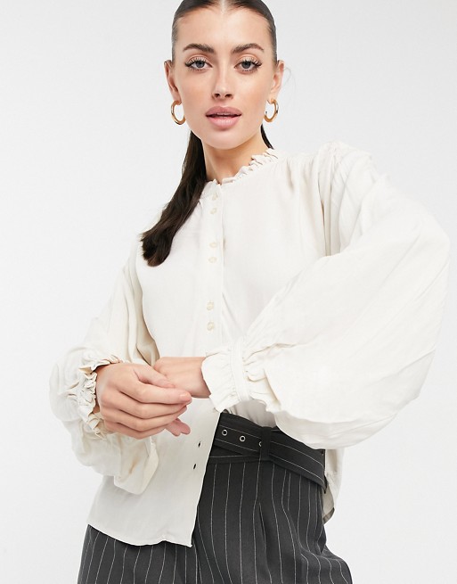 Mango puff sleeve blouse in white