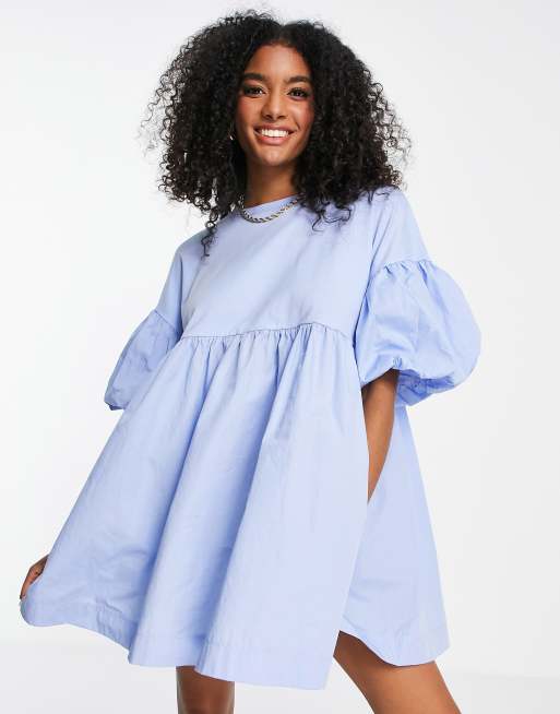 Baby blue puff sleeve dress sale