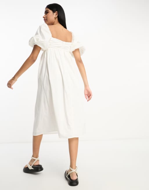 Mango long shop white dress