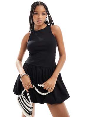 Shop Mango Puffball Mini Dress In Black