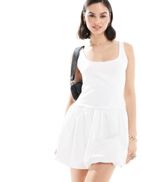 Mango puffball mini dress in white - view 1