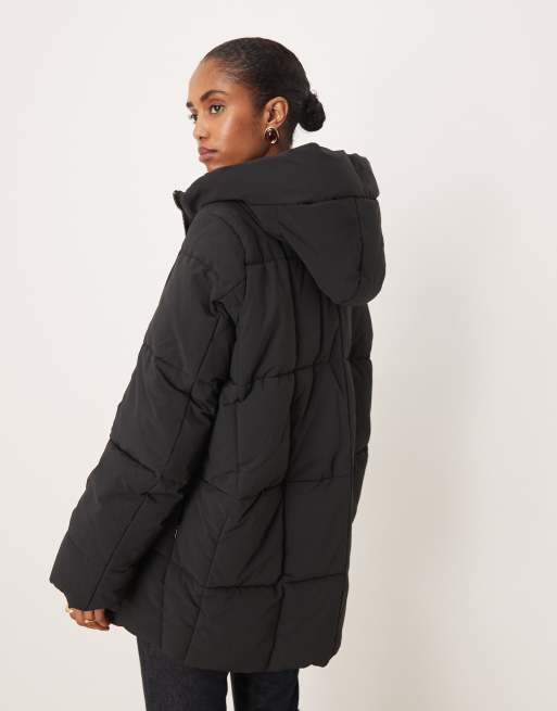 Mango puffer jacket with hood in black, 4 of 4