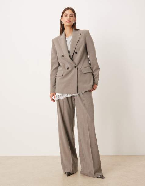 Mango Puglia tailored flared trouser co-ord in grey - view 1