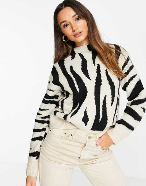 Pull discount zebre femme